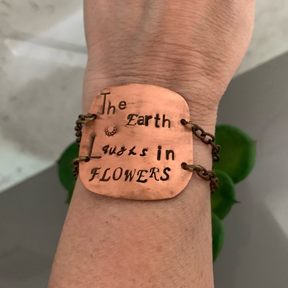 Boho Inspirational Bracelet with Copper, Turquoise, and Freshwater Pearl - Picture 3 of 6